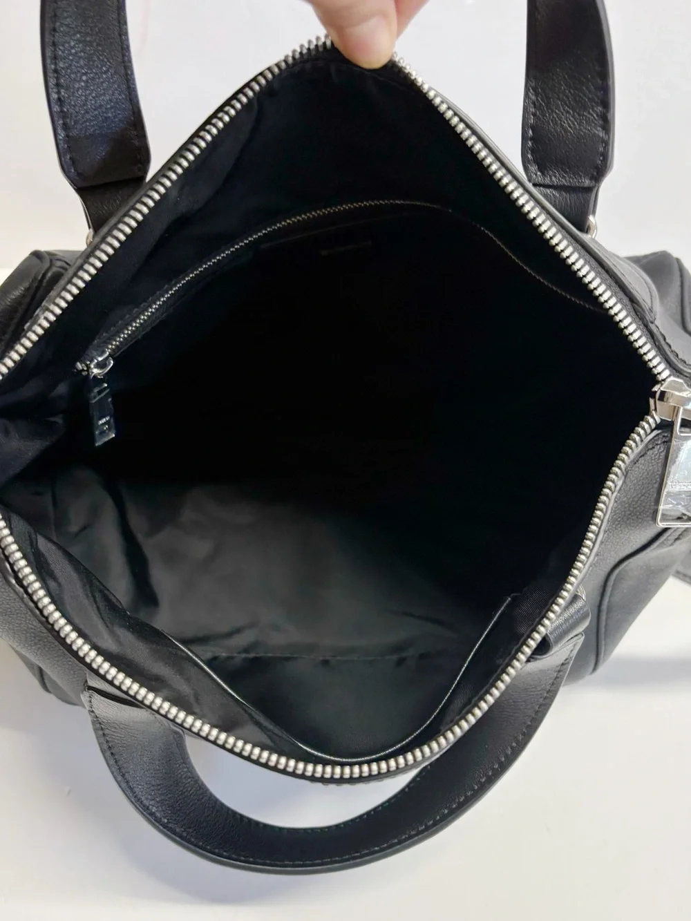 Rabeanco Black Leather Diamond Geometric Design Crossbody Bag Satchel